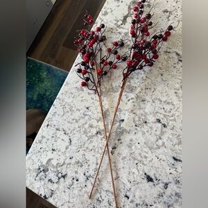 Red Berry Stems / faux flowers / home accents